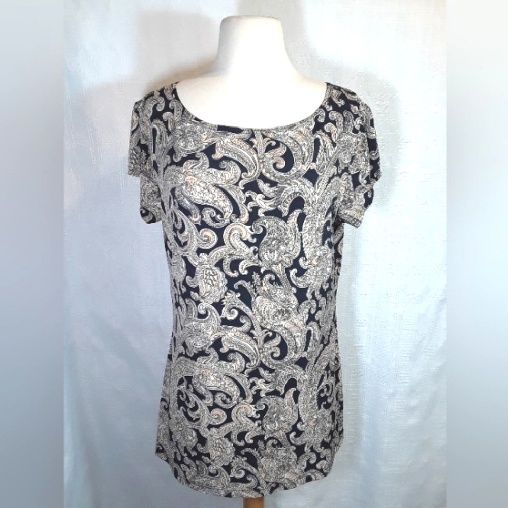 💜 Top Short Sleeve CKW Crew Knitwear Women Top Stretch Henna Relaxed Fit Tops-L